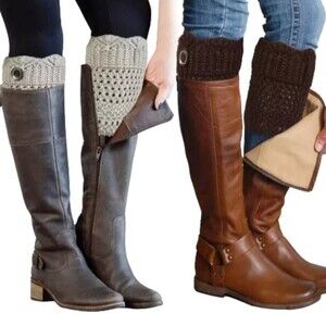 Women's Black Boot Sock Topper Cuff Leg Warmers
